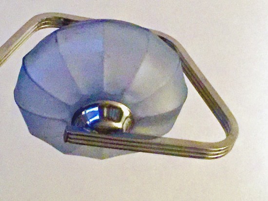 Streamline Art Deco Periwinkle Blue Nickel Ceiling Light